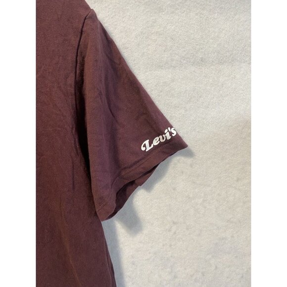 Levi’s GRAPHIC CREWNECK TEE SHIRT Burgundy One Planet One Party Large - Picture 6 of 14